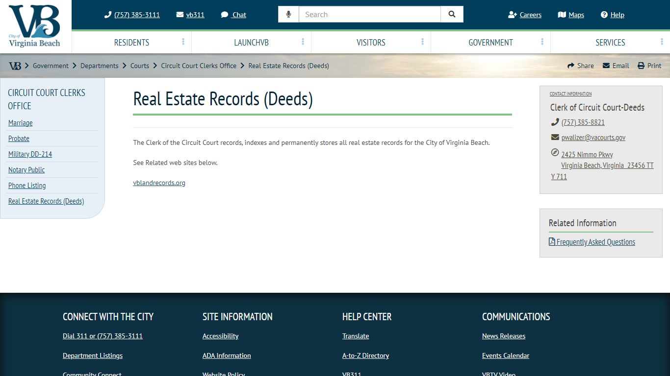 Real Estate Records (Deeds) :: VBgov.com - City of Virginia Beach